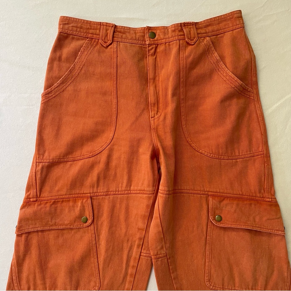 Free People Come And Get It Utility Pants Cargo Orange Cotton XL - Picture 6 of 9